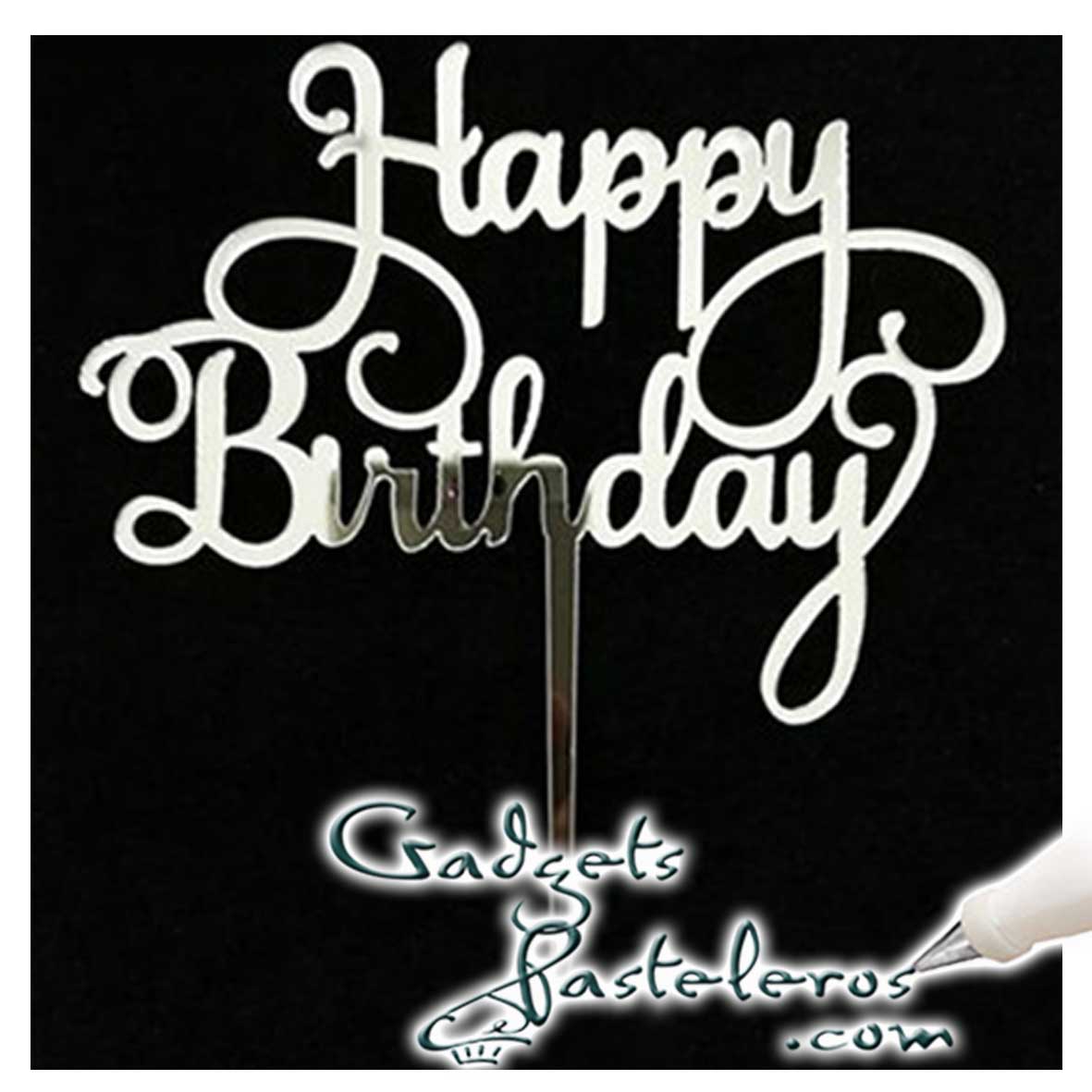 Topper Happy Birthday Acrílico - Imagen 4