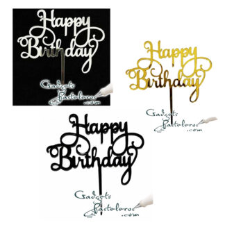 Topper Happy Birthday Acrílico