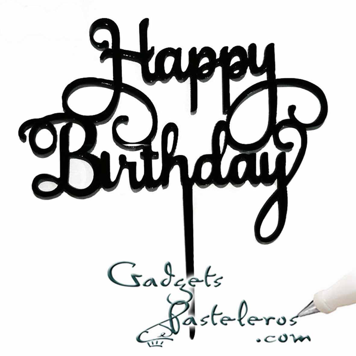 Topper Happy Birthday Acrílico - Imagen 2