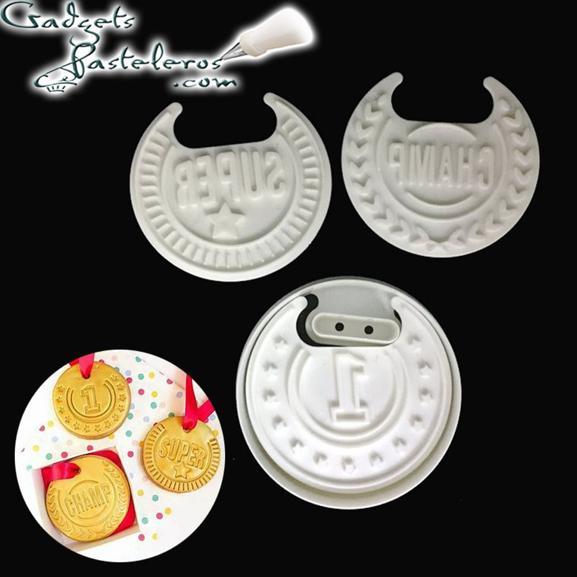 Set Cortador + texturizadores de Medallas