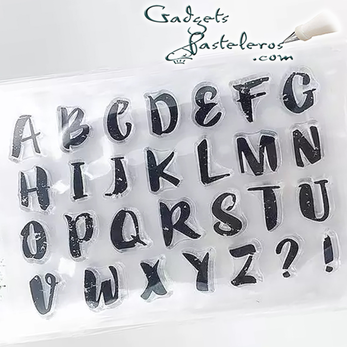 40 números de letras mayúsculas, sellos transparentes, juego de estampado  de silicona transparente del alfabeto, vintage antiguo -  España