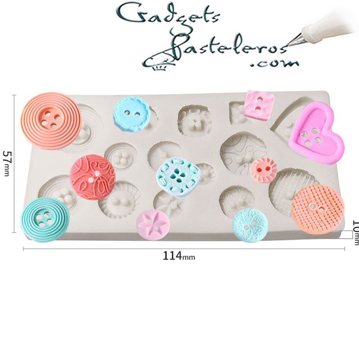 Molde Silicona Botones Surtidos Pequeños - Imagen 2