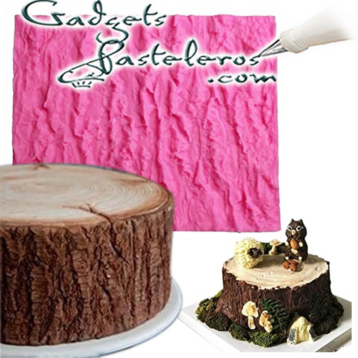 Molde Silicona Textura Corteza Tronco