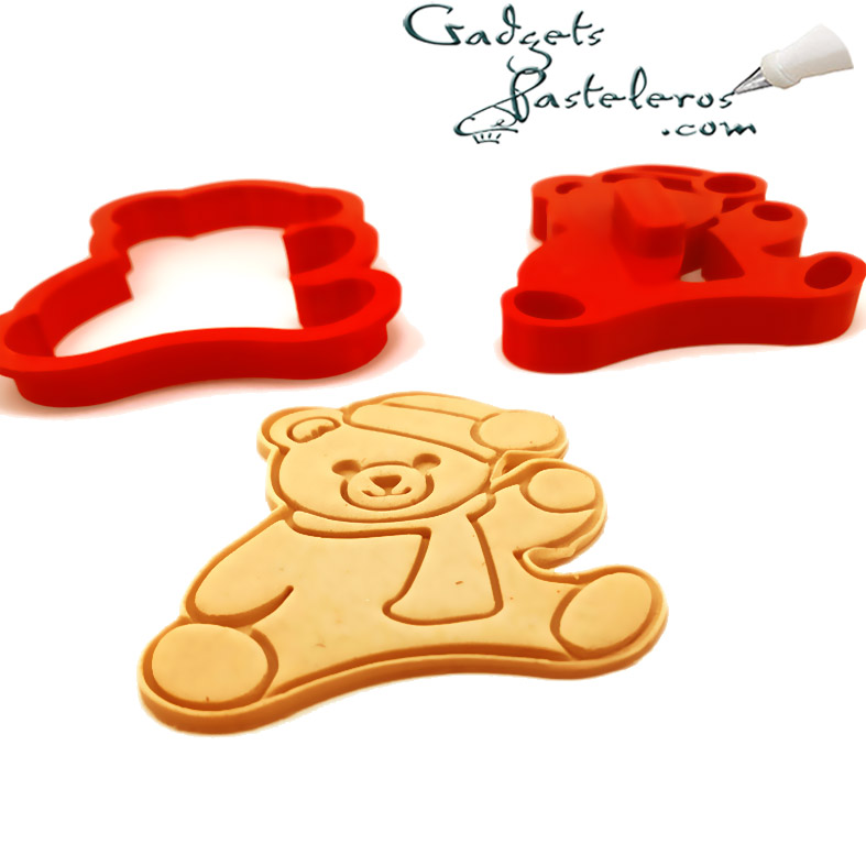 Cortador + Sello con soporte Diseño Oso Navideño