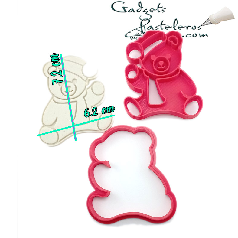 Cortador + Sello con soporte Diseño Oso Navideño - Imagen 3