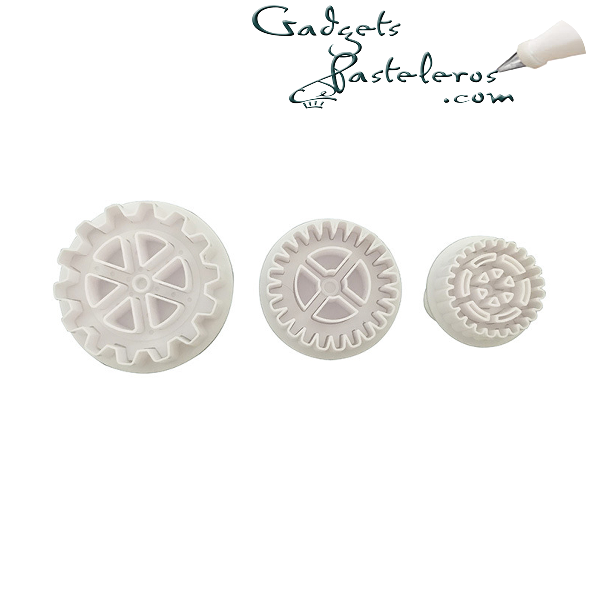 Set x 3 Cortadores push Diseño Engranajes - Imagen 3