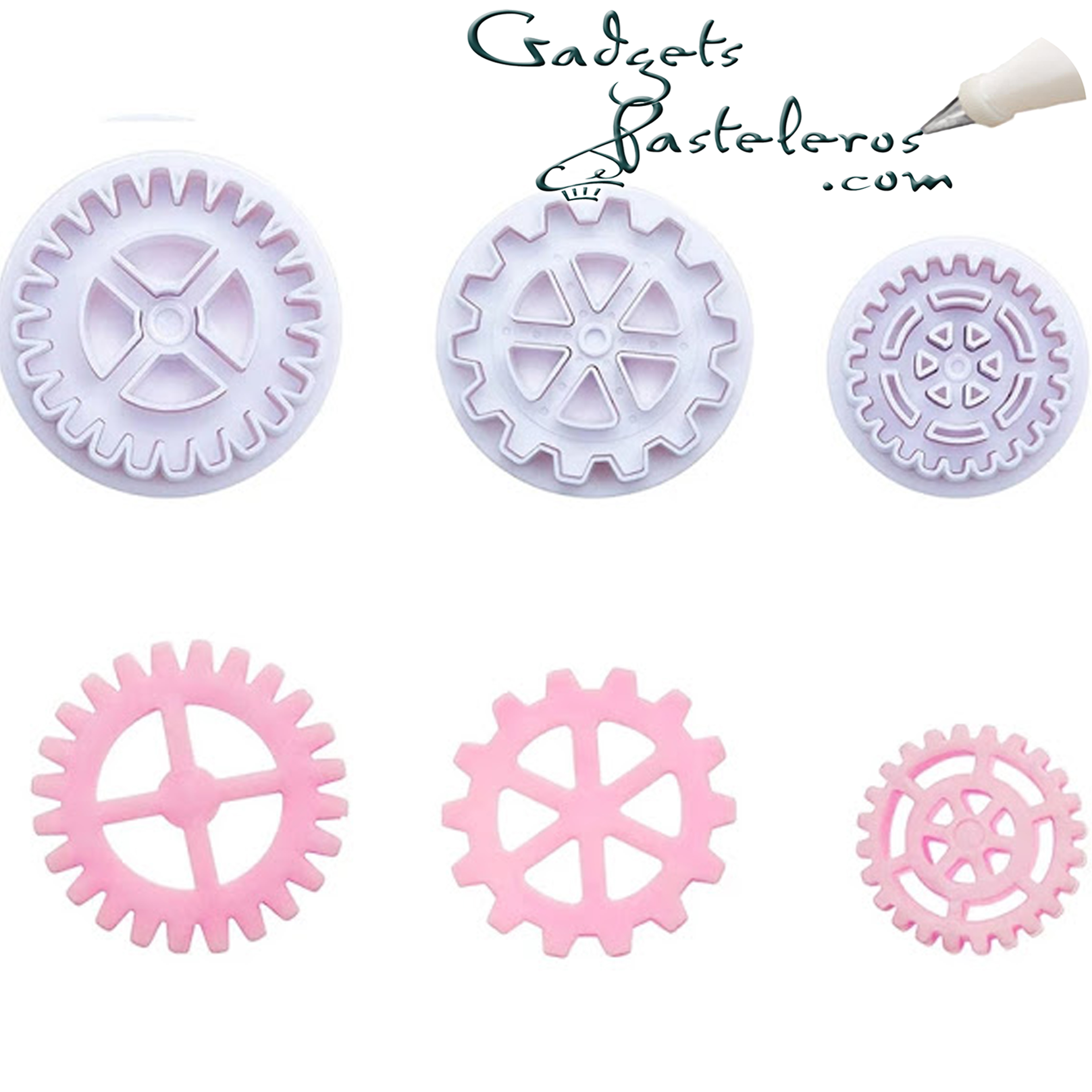 Set x 3 Cortadores push Diseño Engranajes