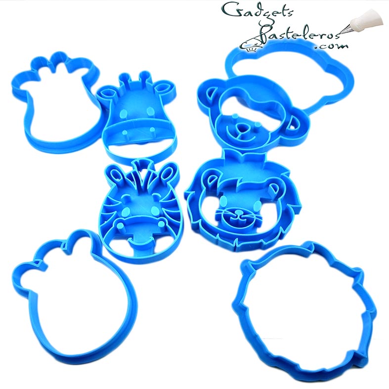 Set x 4 Cortadores Cara Animales Selva - Imagen 3