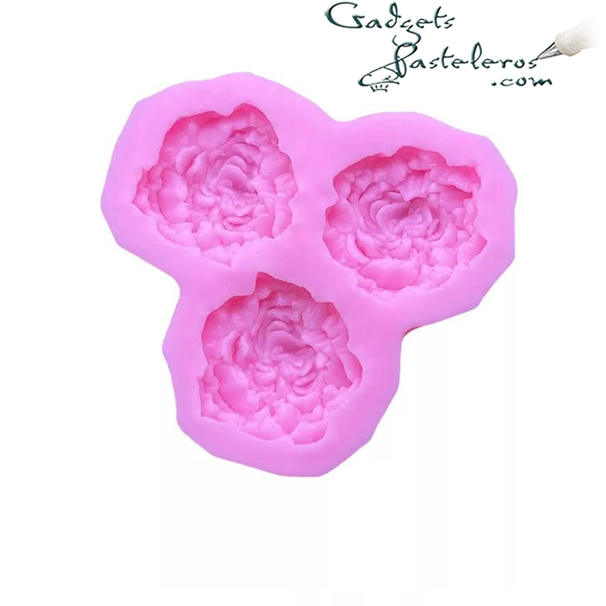 Molde x 3 Rosas Abiertas Pequeñas - Imagen 4