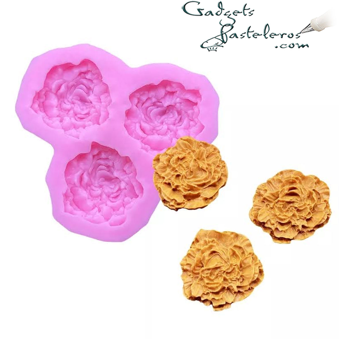 Molde x 3 Rosas Abiertas Pequeñas