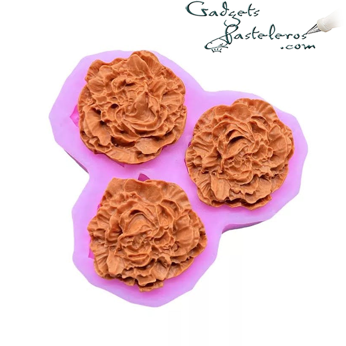 Molde x 3 Rosas Abiertas Pequeñas - Imagen 3
