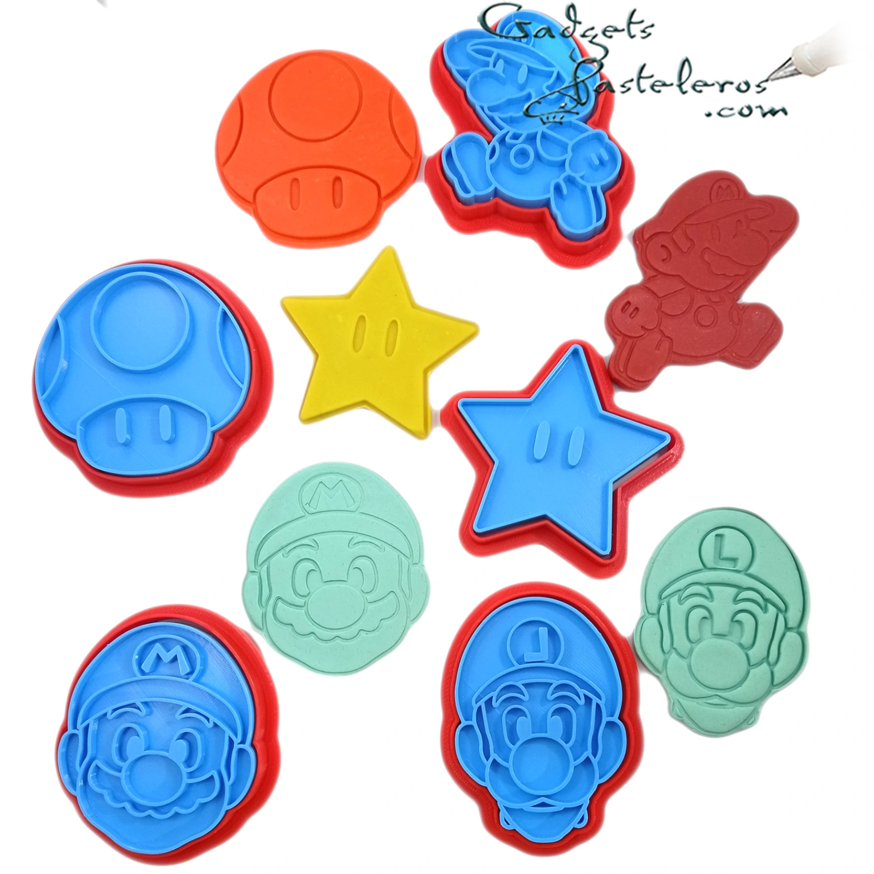 Set x5 Cortadores + sellos Super Mario Bros