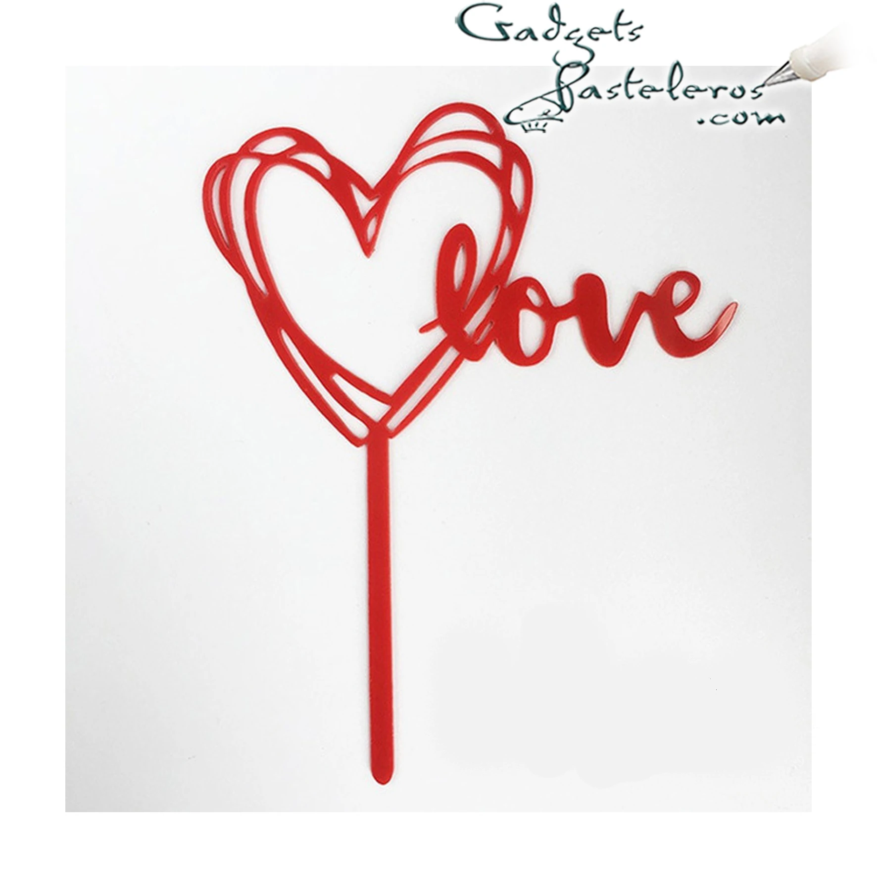 Topper Acrílico Rojo Corazón Love