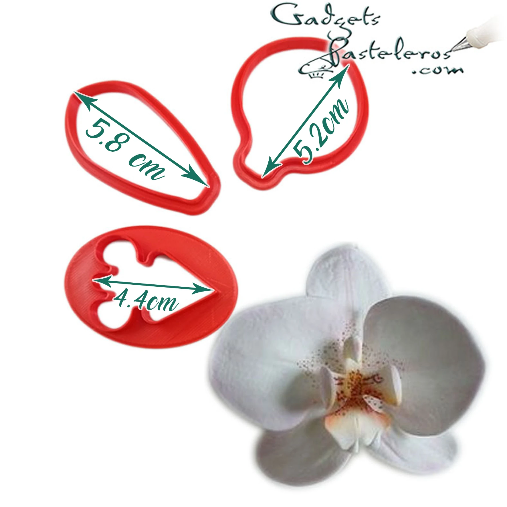 Set Cortadores +Texturizador Pétalos Orquídea - Imagen 2