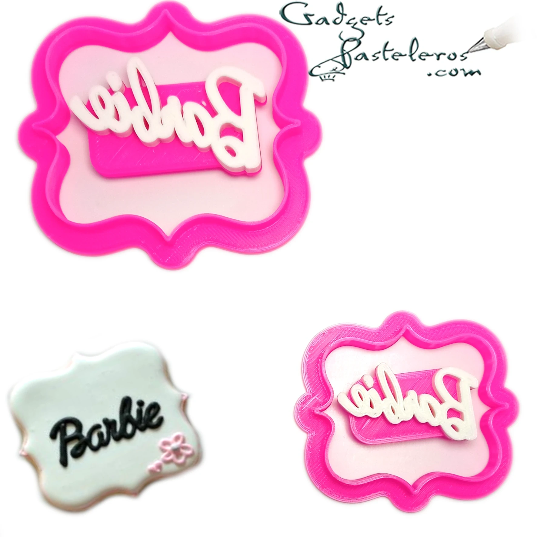 Set Cortador Marco + Sello texto Barbie