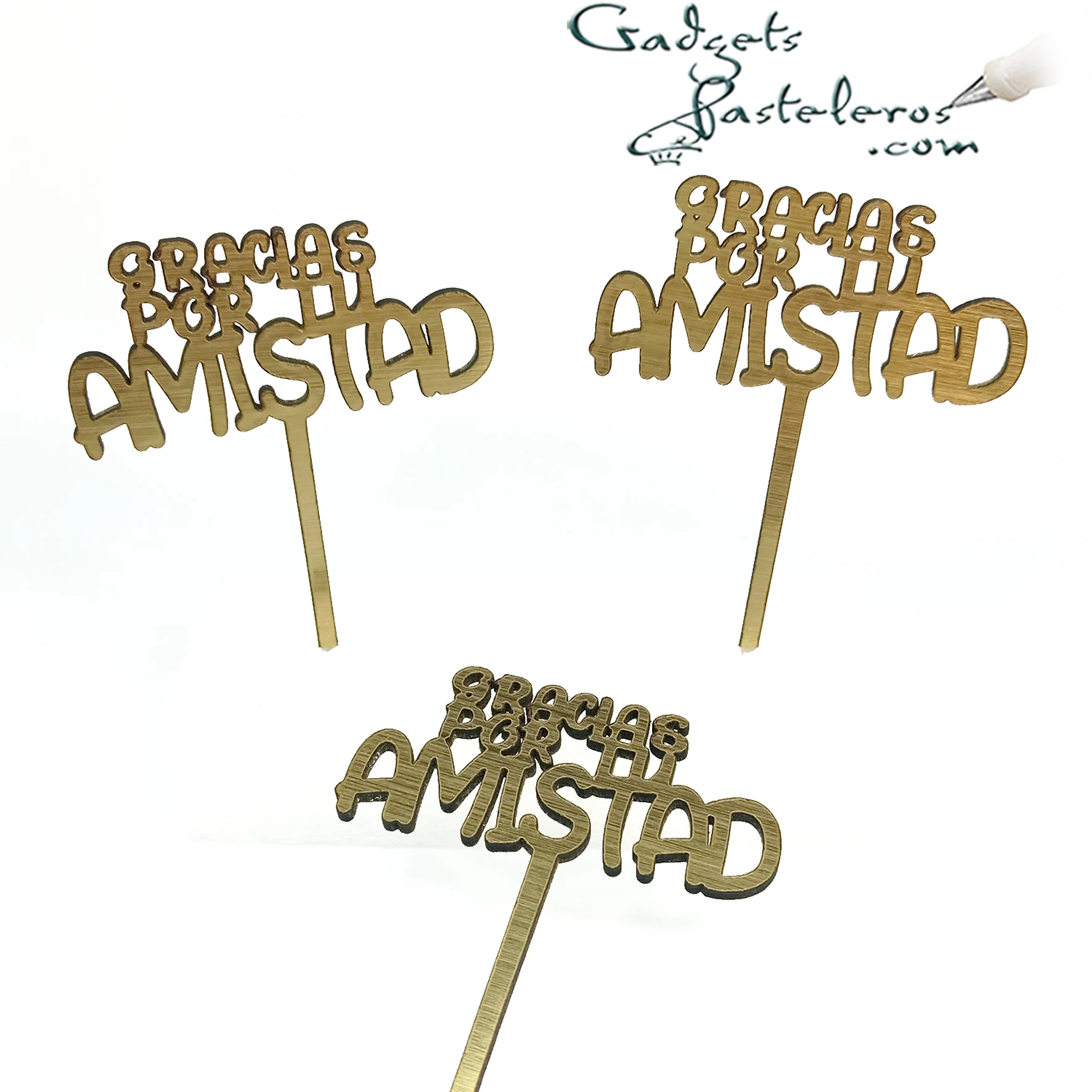 Mini Topper Gracias por tu Amistad x 6 unid MDF - Imagen 2