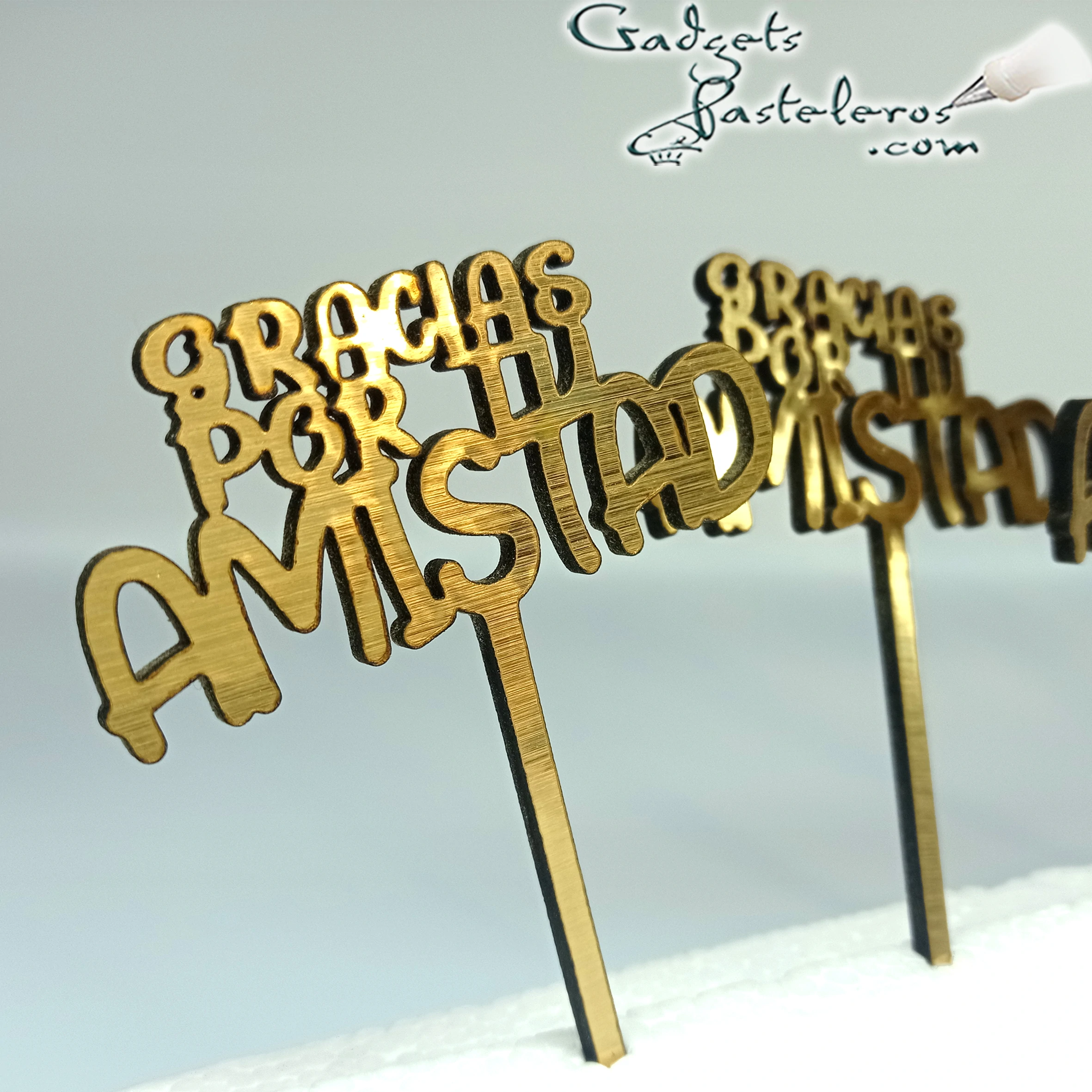 Mini Topper Gracias por tu Amistad x 6 unid MDF