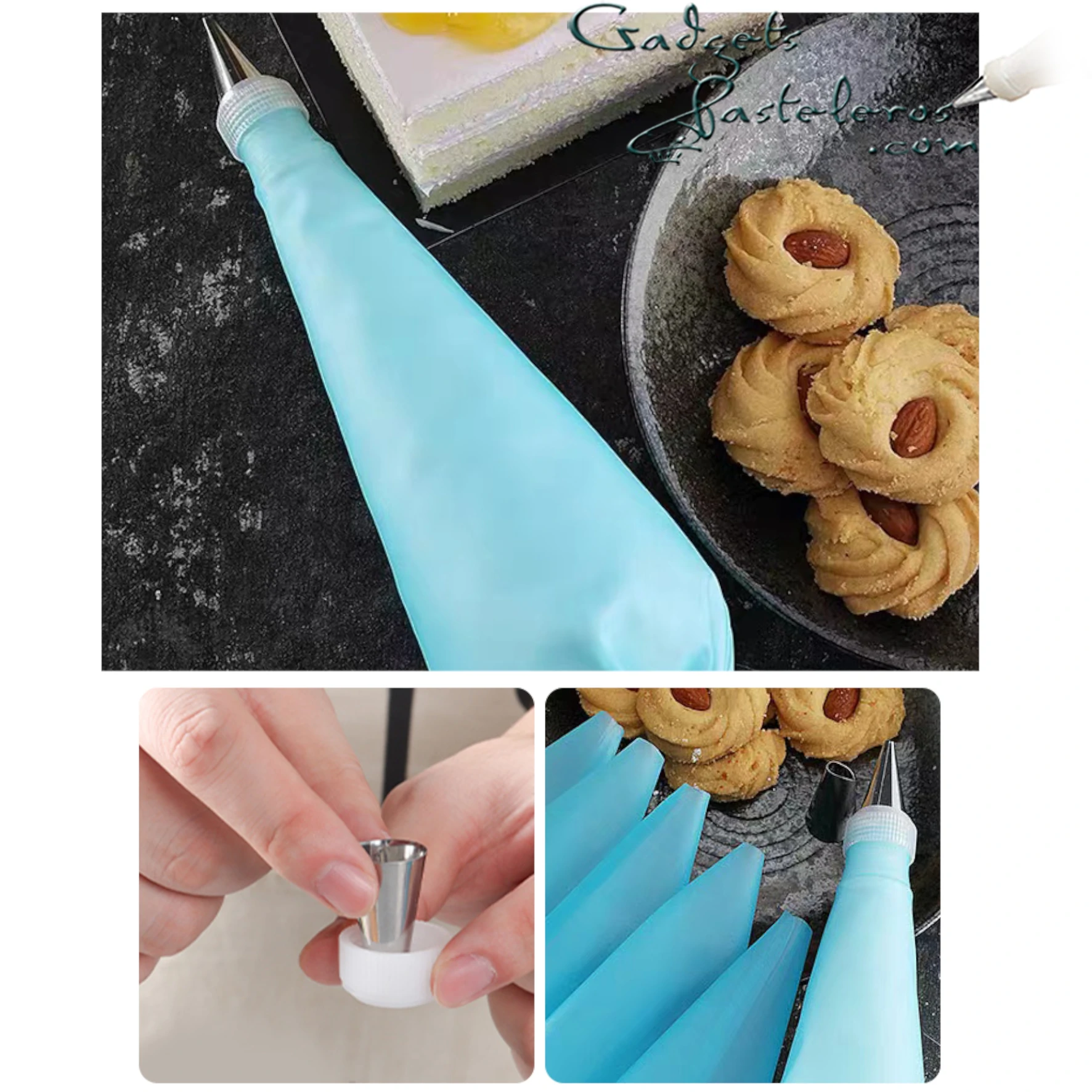 Set x 12 Boquillas + Acople +Manga Azul Pequeña - Imagen 3