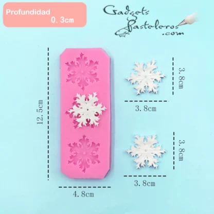 Molde Silicona Copos de Nieve Ref 02  x 3 - Imagen 2