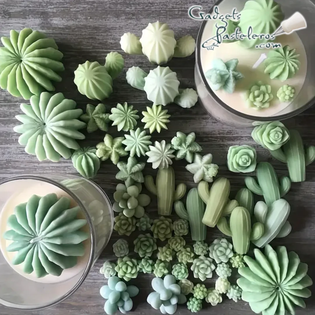 Set x 10 Moldes Silicona Suculentas - Imagen 2