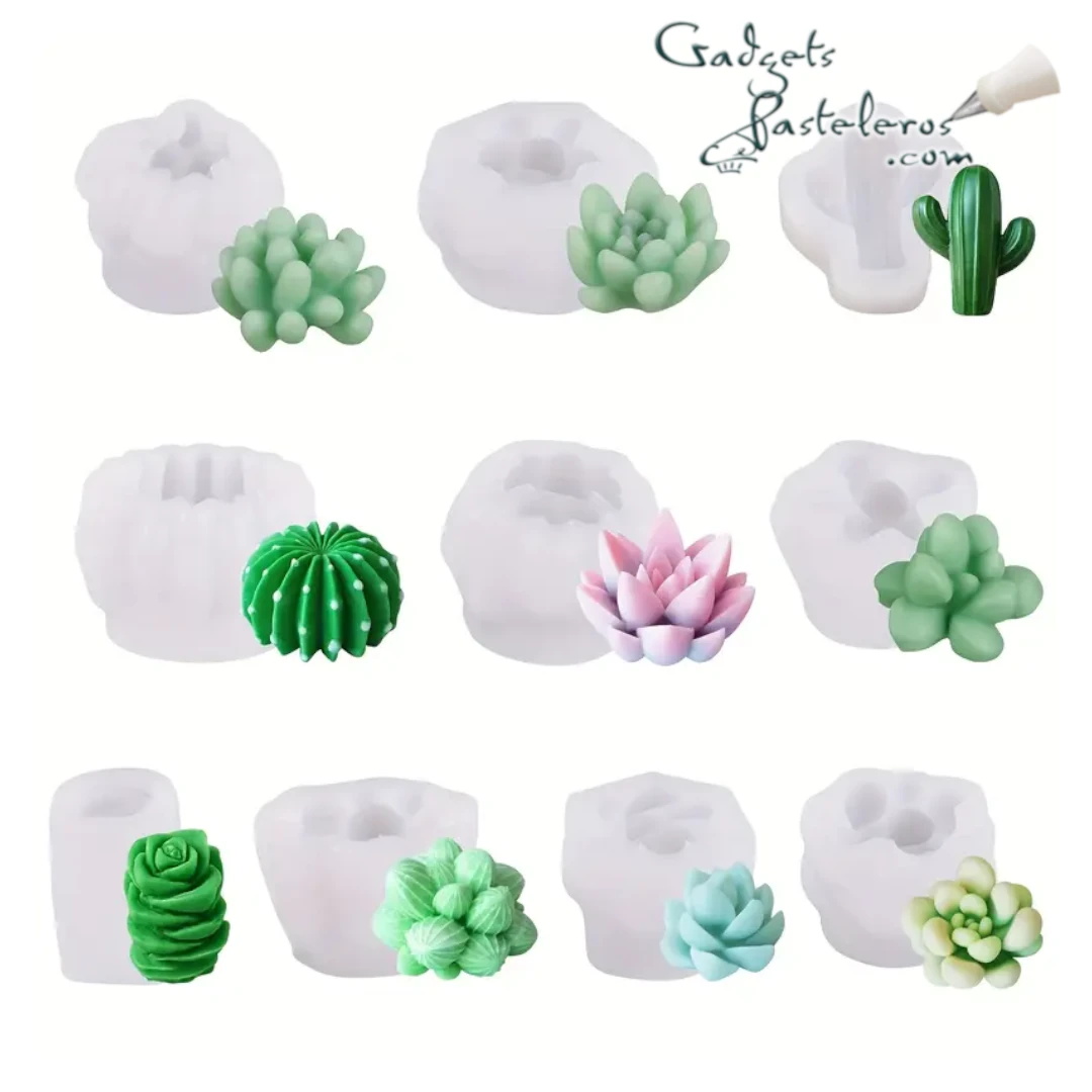 Set x 10 Moldes Silicona Suculentas