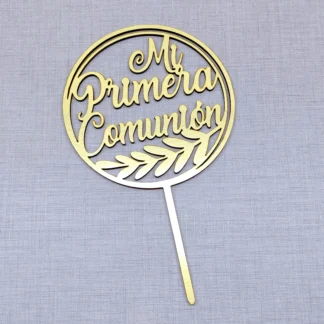 Topper Mi Primera Comunión Circular MDF  Dorado