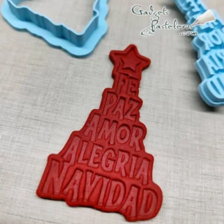 Sello con soporte Árbol tipográfico Navideño