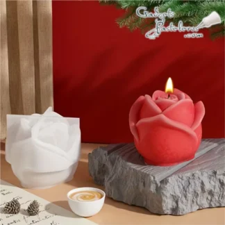 Molde Silicona Transparente Rosa  3D Pétalos Cerrados Ref Triang