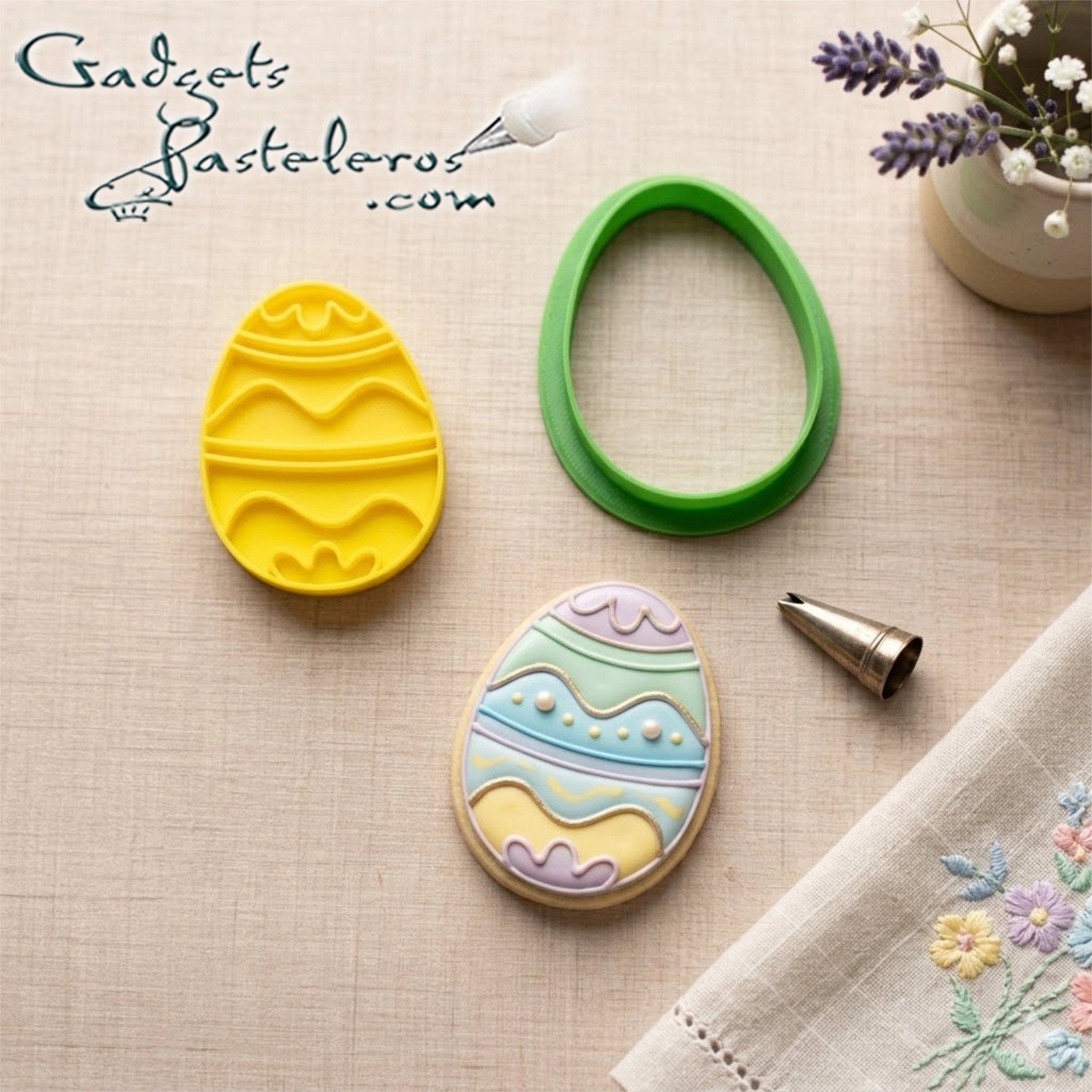 Pack x 4 Cortadores + Sellos Pascua: Conejo, Pollito, Huevo y Zanahoria - Imagen 3