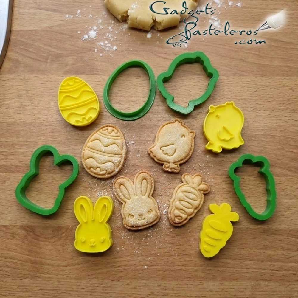 Pack x 4 Cortadores + Sellos Pascua: Conejo, Pollito, Huevo y Zanahoria - Imagen 7
