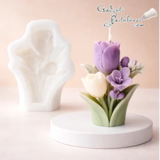 Molde Silicona Transparente arreglo de Tulipanes