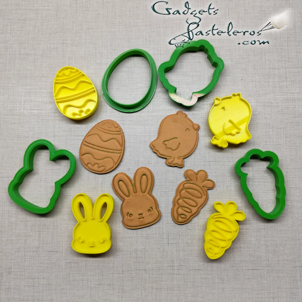 Pack x 4 Cortadores + Sellos Pascua: Conejo, Pollito, Huevo y Zanahoria - Imagen 9